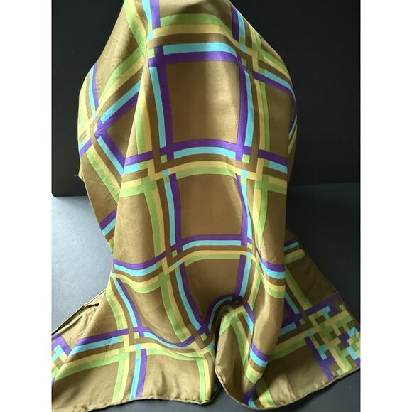 Vtg. Scarf Square Geometric 29” Color Block Career Multi-functional Art Deco MCM - Picture 1 of 6
